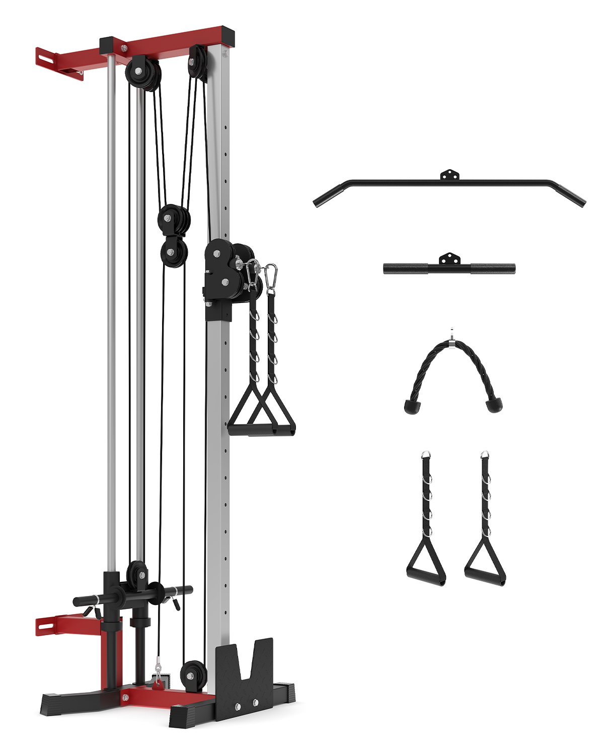 Lat Pulldown Cable - デュアルプーリー式壁掛けケーブルマシン – 19段階の調整可能位置 – 400ポンドの耐荷重 –
