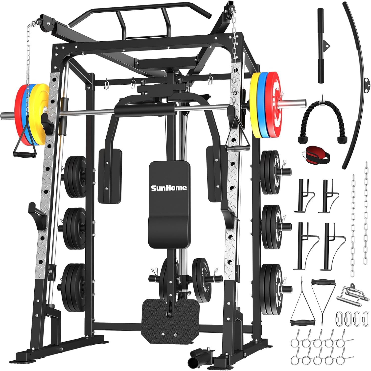 スミスマシン・パワーケージ、2000ポンド対応スクワットラッ - Lat Pulldown Cable のレビューと価格