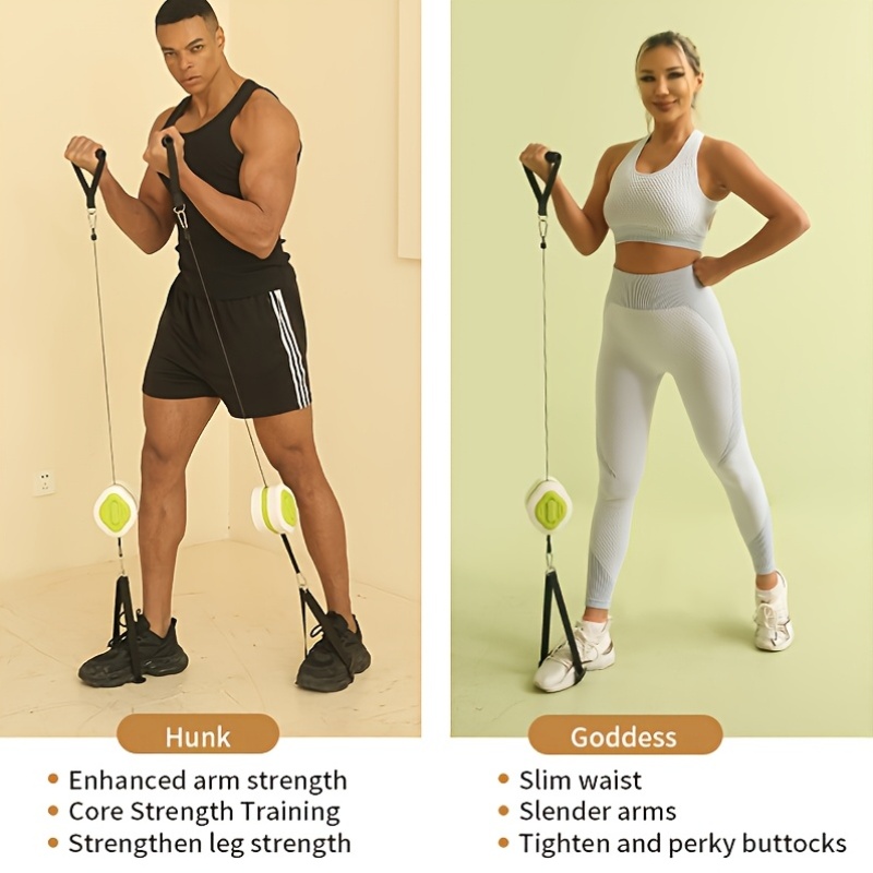 ポータブル格納式ケーブルトレーナーホームジムキット、ハンドル - Home Gym Routine のレビューと価格